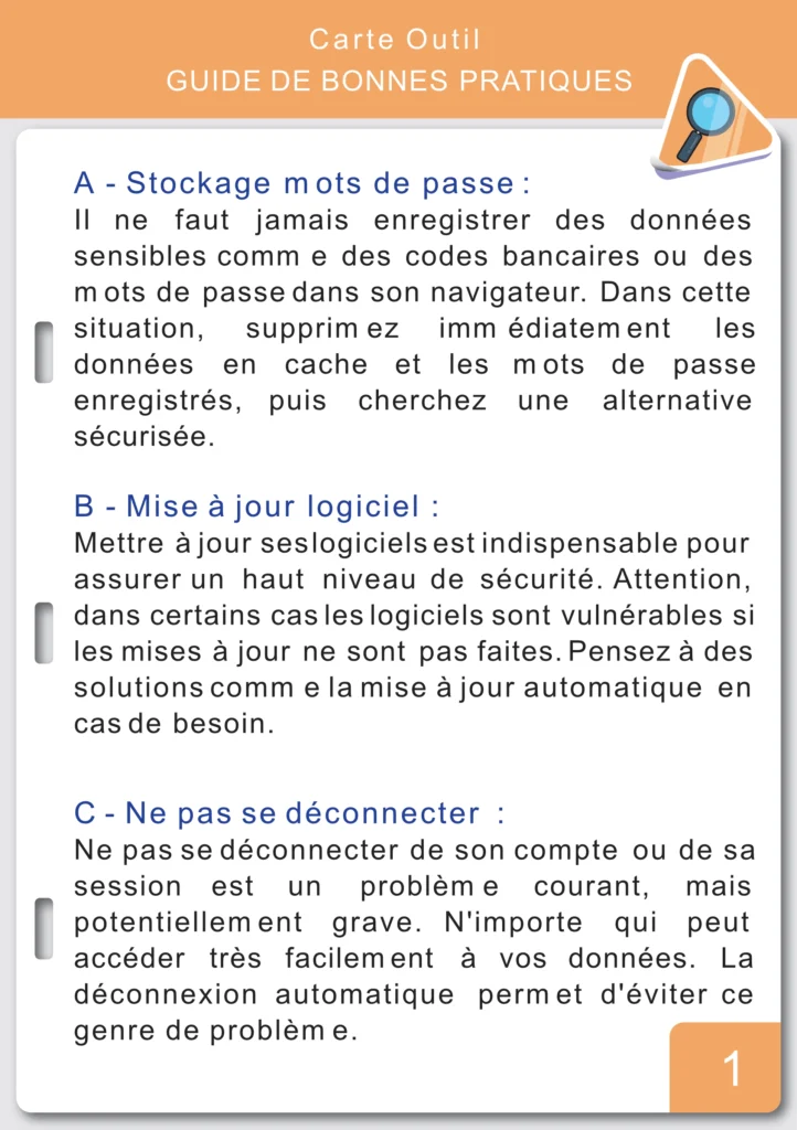 Carte "guide des bonnes pratiques" sur la cybersécurité dans le cadre du projet Cyber-Enquete pour le Ministère de l'Éducation Nationale et de la jeunesse